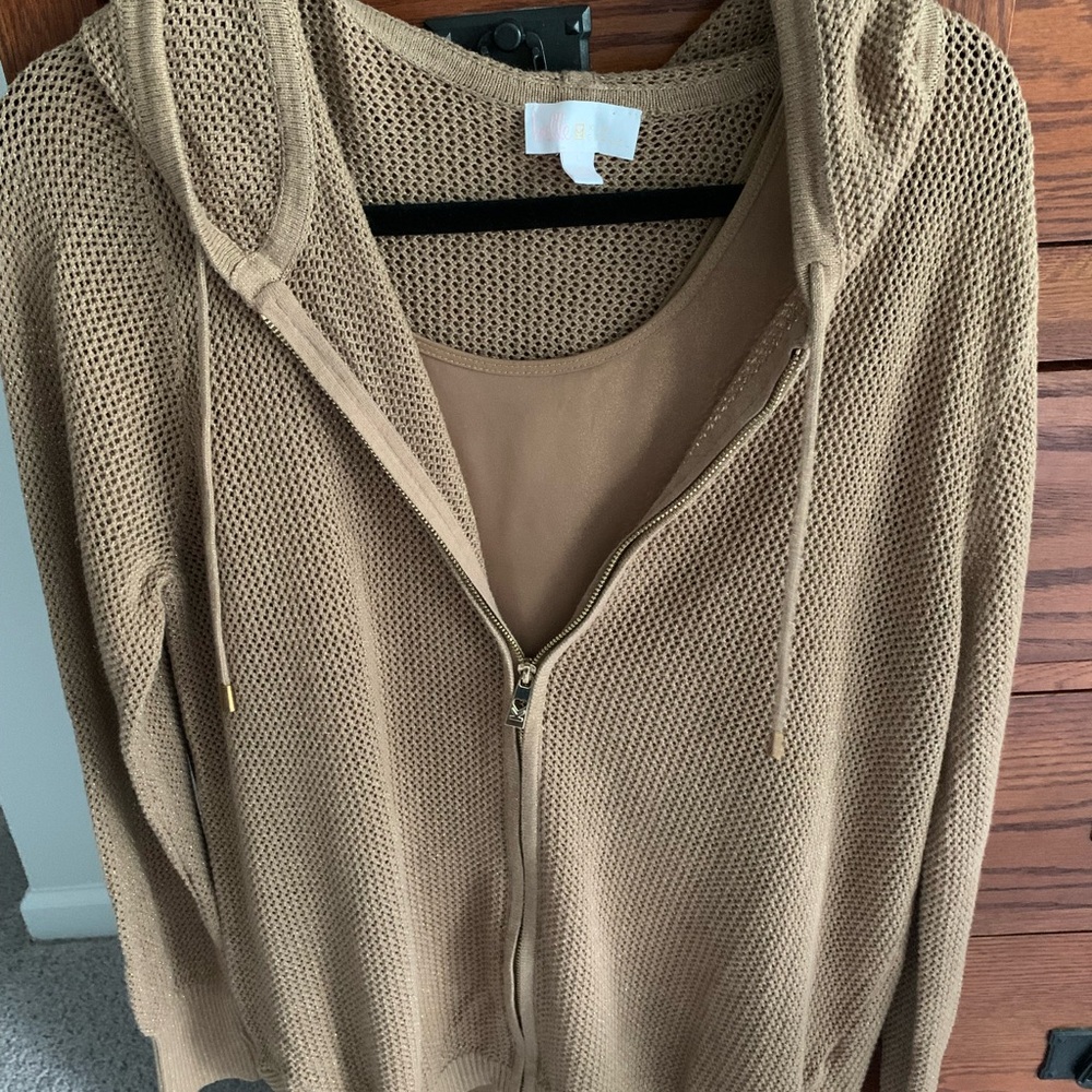 Belle by Kim Gravel Tan Hooded Cardigan